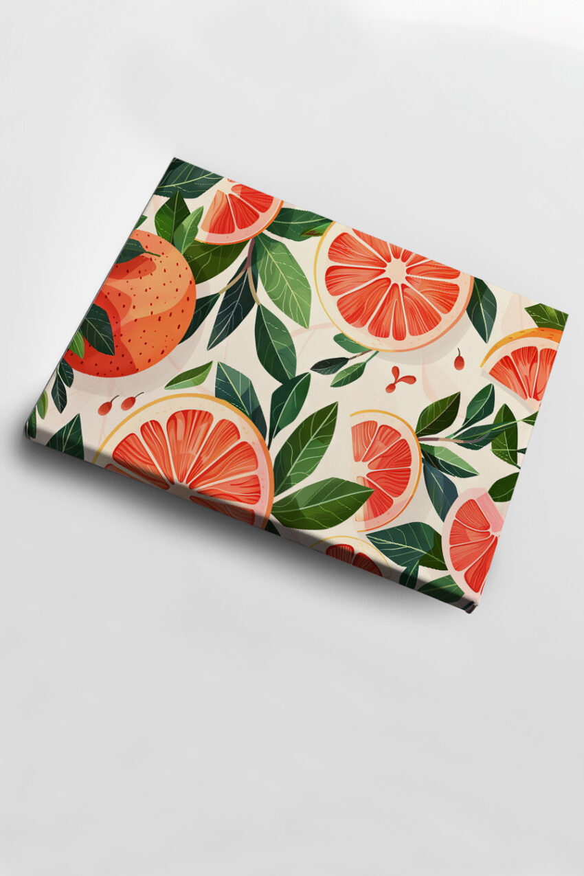 Illustration Poster Grapefruit Blätter rot grün