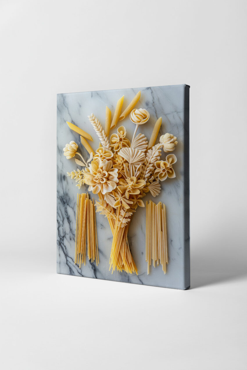 Fotografie Poster Pasta Blumenstrauß Naturfarben beige gelb