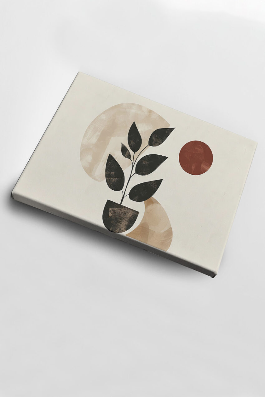 Grafik Poster Pflanze schwarz Kreis rot minimalistisch