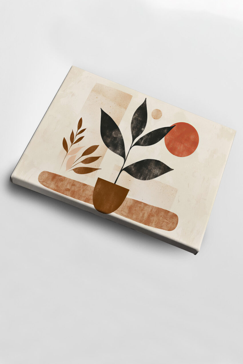 Grafikdesign Poster Pflanze abstrakt schwarz braun