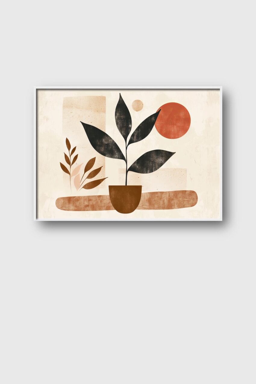 Grafikdesign Poster Pflanze abstrakt schwarz braun