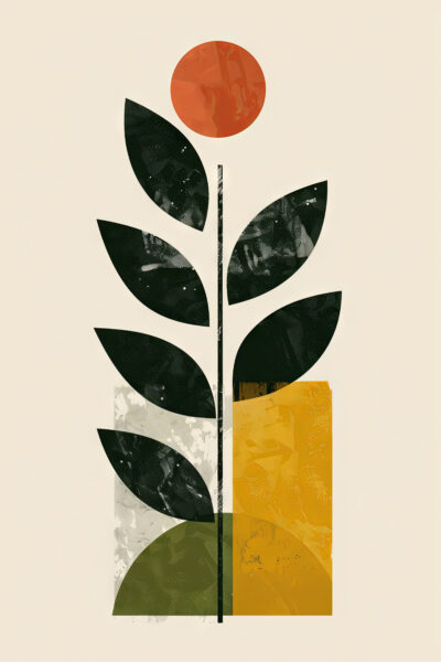 Blumenstiel Grafik Leinwandbild