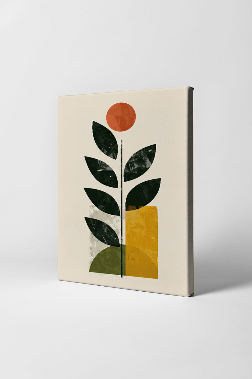 Grafik Poster Blume abstrakt schwarz rot gelb