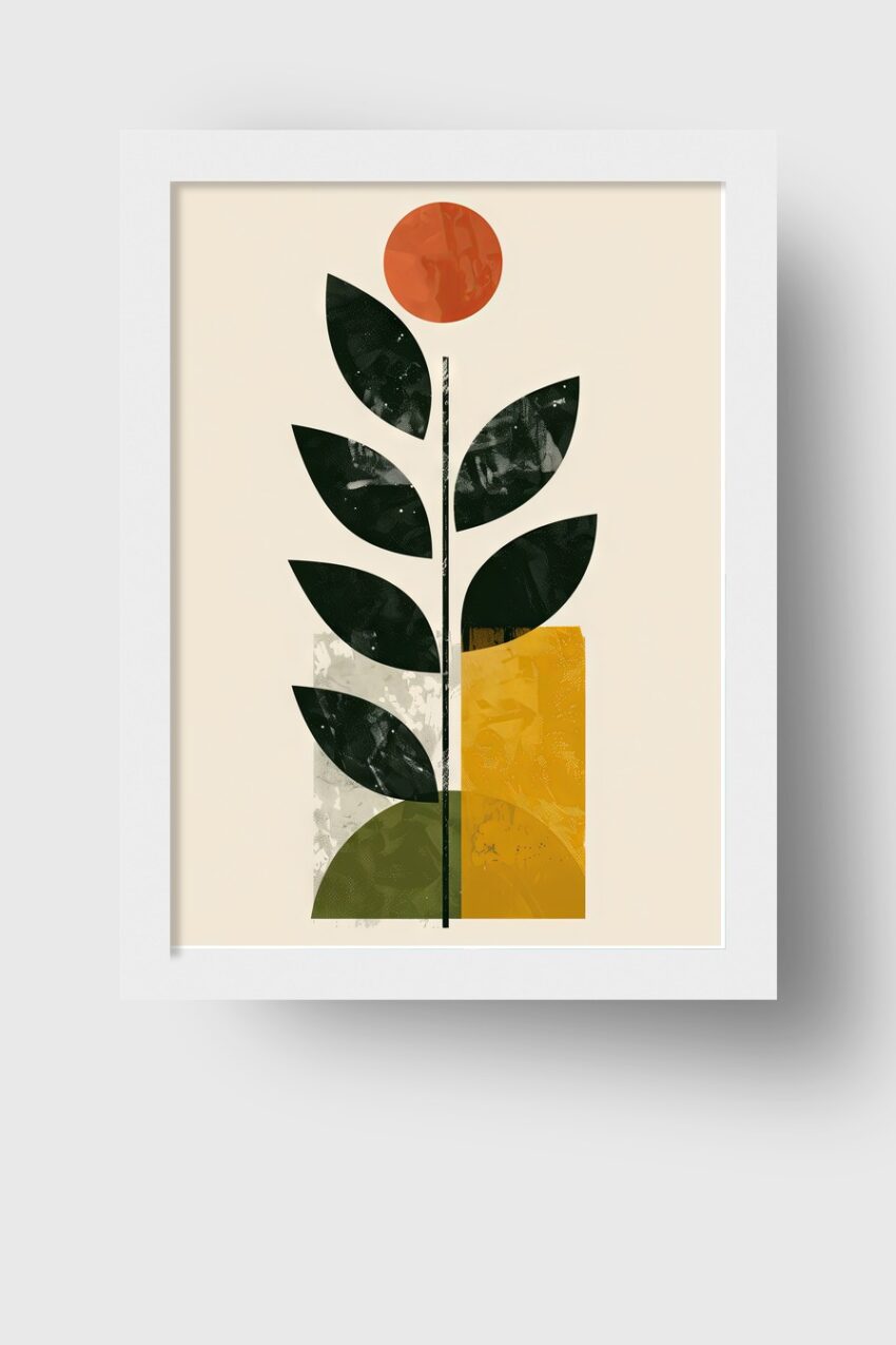 Grafik Poster Blume abstrakt schwarz rot gelb