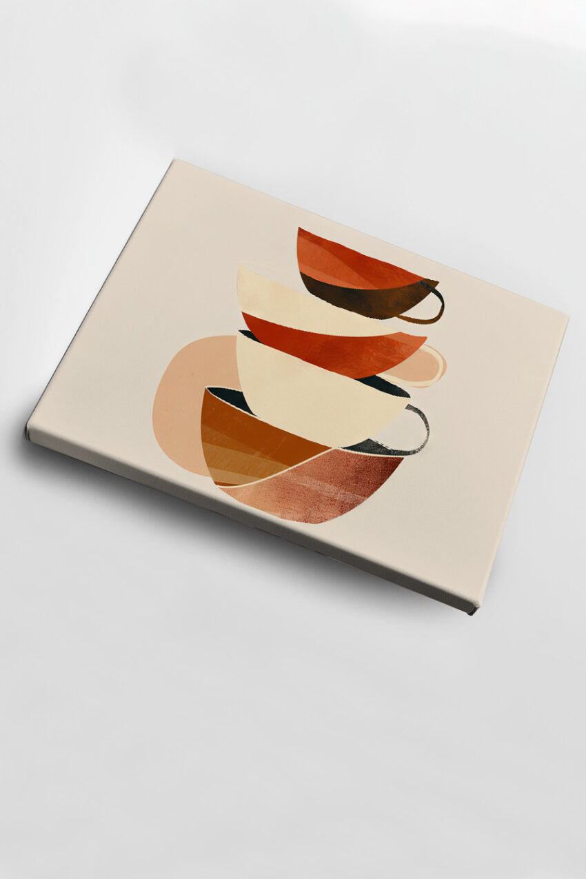 Illustration Poster Tassen Stapel Erdtöne minimalistisch
