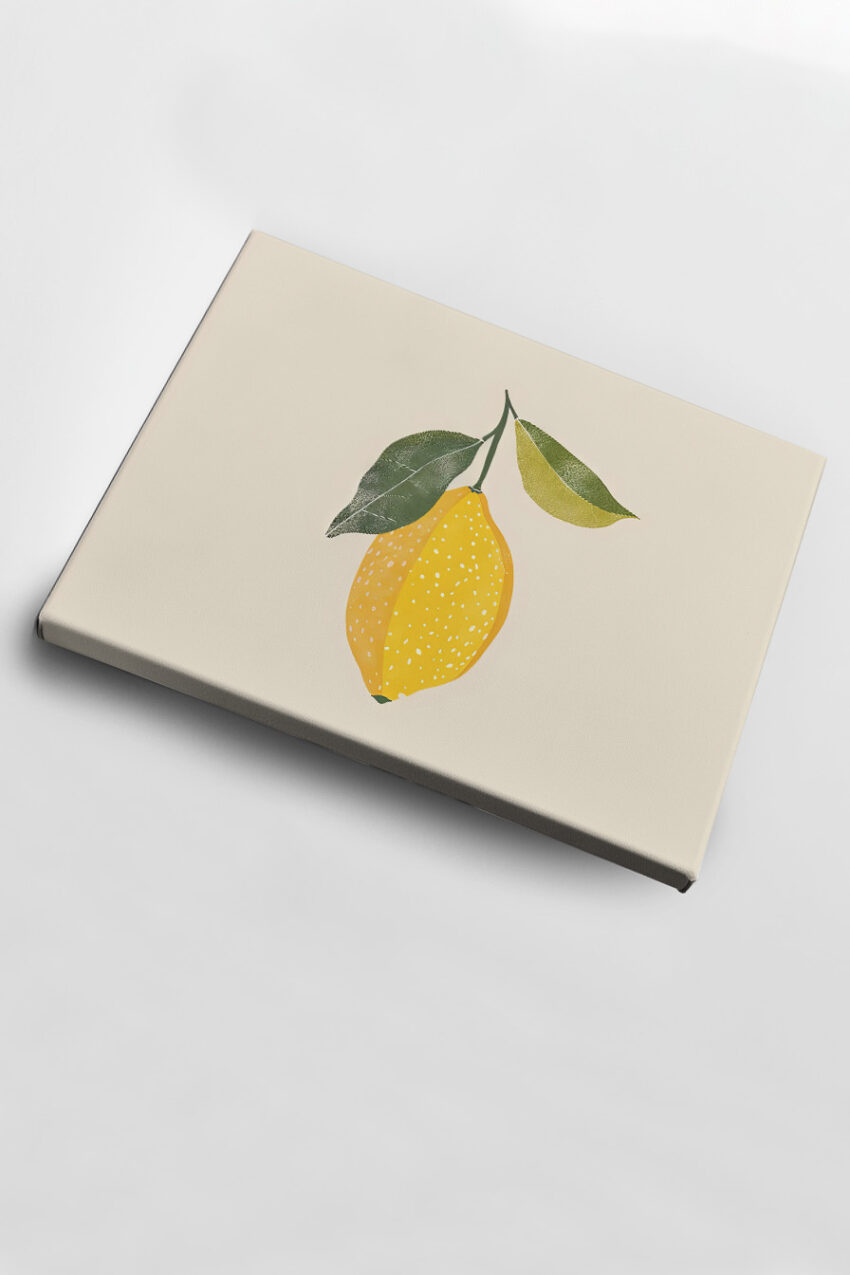 Illustration Poster Zitrone Blatt gelb grün minimal