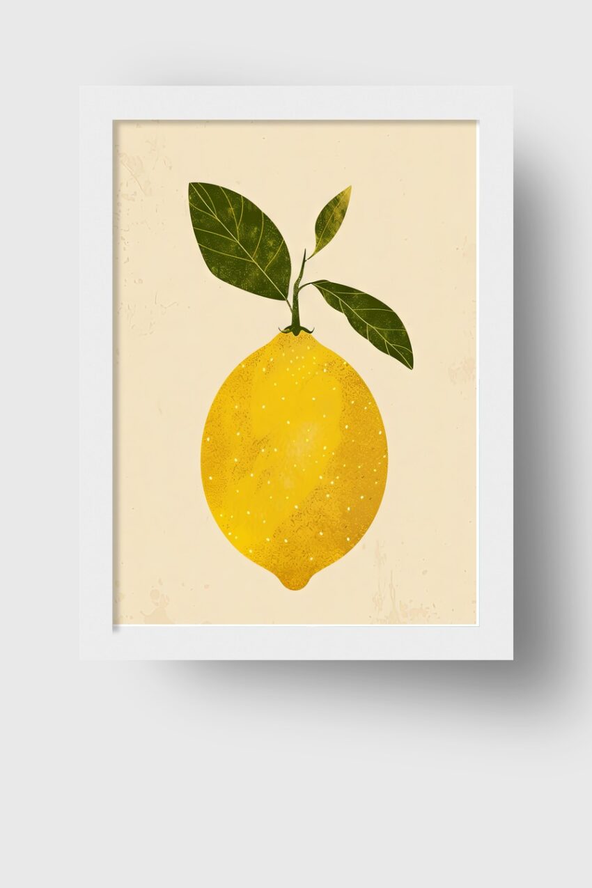 Illustration Poster Zitrone gelb grün minimalistisch