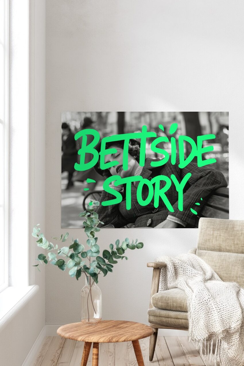 Fotografie Poster Frau schläft Parkbank schwarz-weiß entspannt