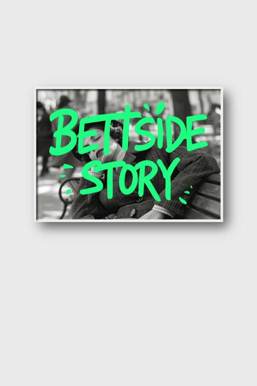 Fotografie Poster Frau schläft Parkbank schwarz-weiß entspannt