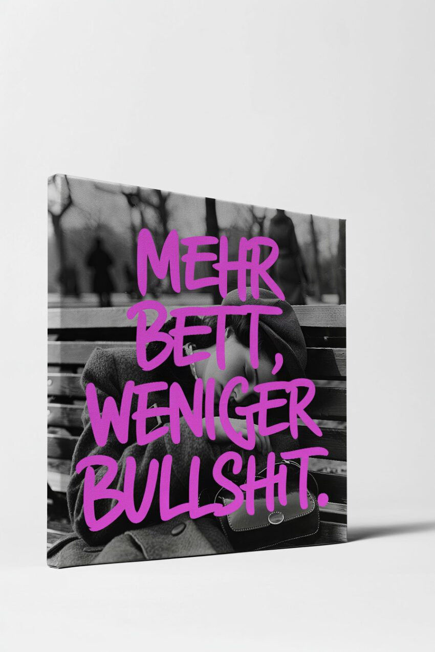 Fotografie Poster Frau schlafend Parkbank schwarz-weiß