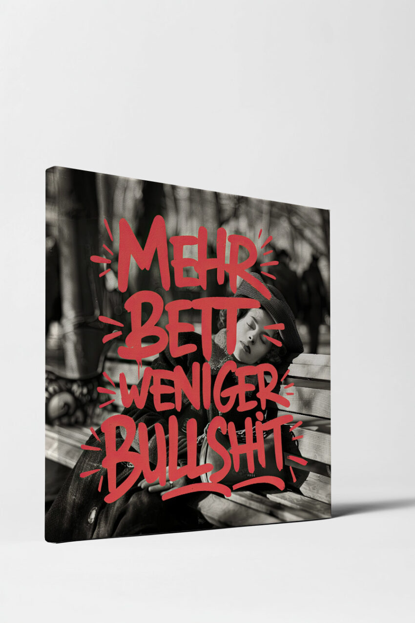 Fotografie Poster Frau Bank schwarz-weiß entspannt