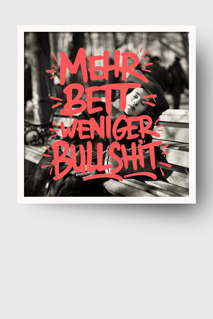 Fotografie Poster Frau Bank schwarz-weiß entspannt