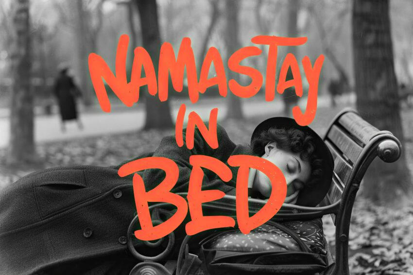 Fotografie Poster Frau Schlaf Parkbank schwarz-weiß