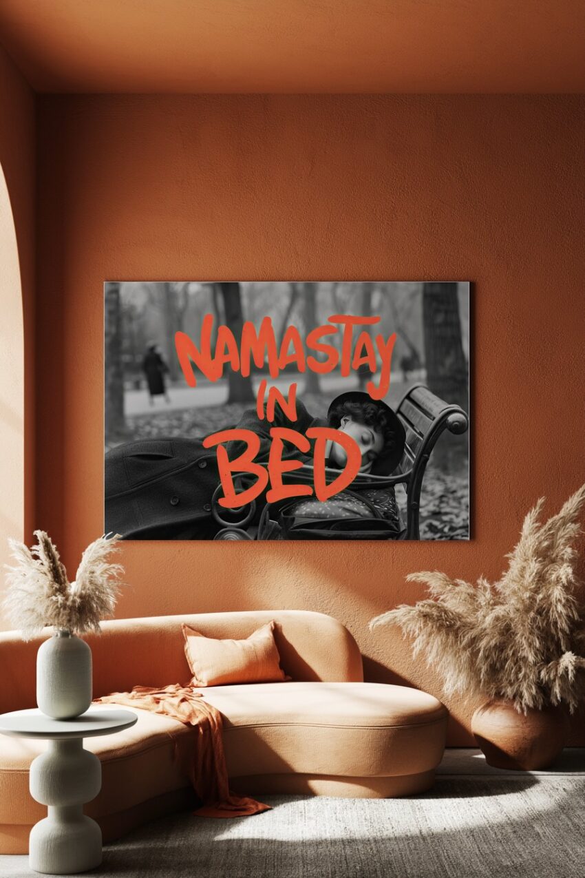 Fotografie Poster Frau Schlaf Parkbank schwarz-weiß