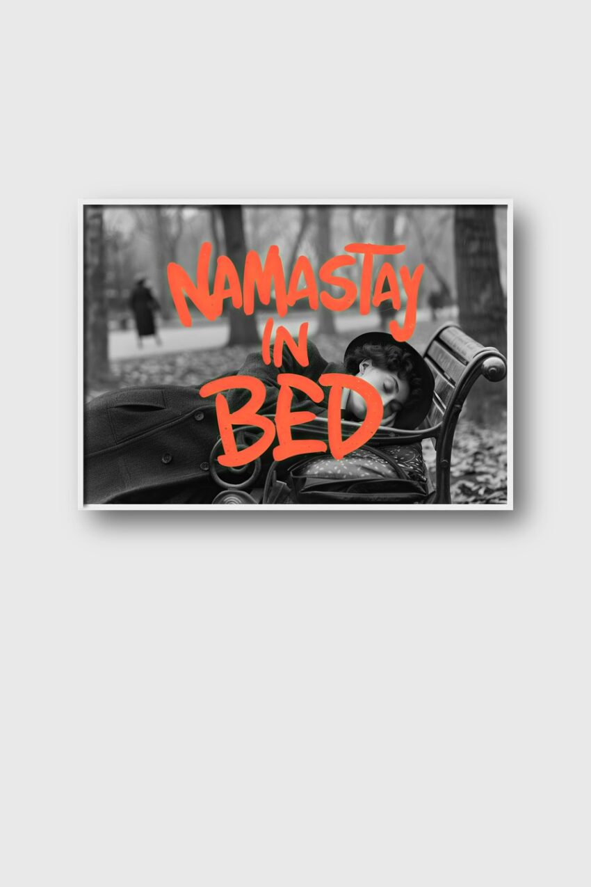 Fotografie Poster Frau Schlaf Parkbank schwarz-weiß