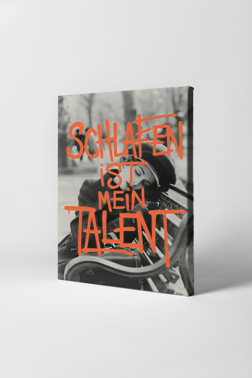 Fotografie Poster Frau schlafen schwarz-weiß draußen