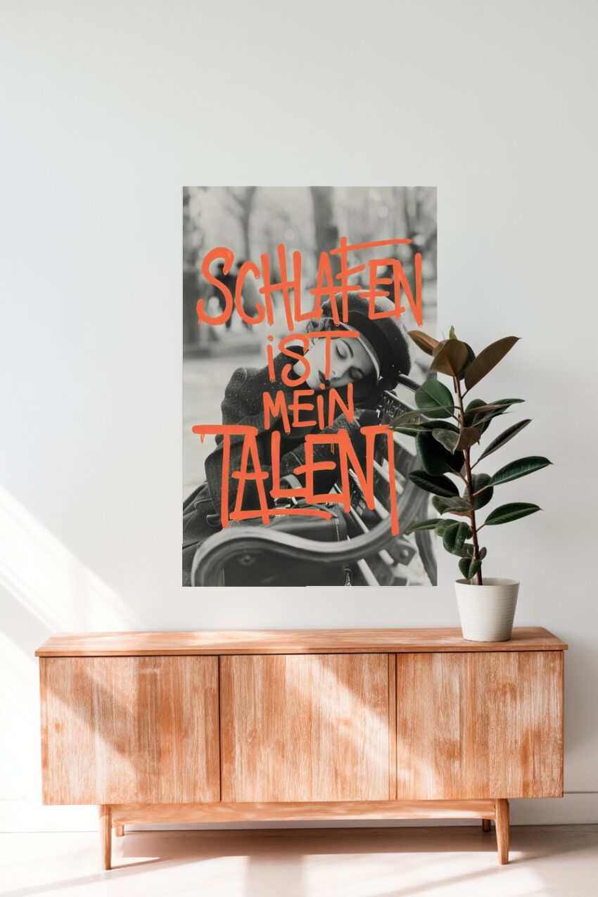 Fotografie Poster Frau schlafen schwarz-weiß draußen