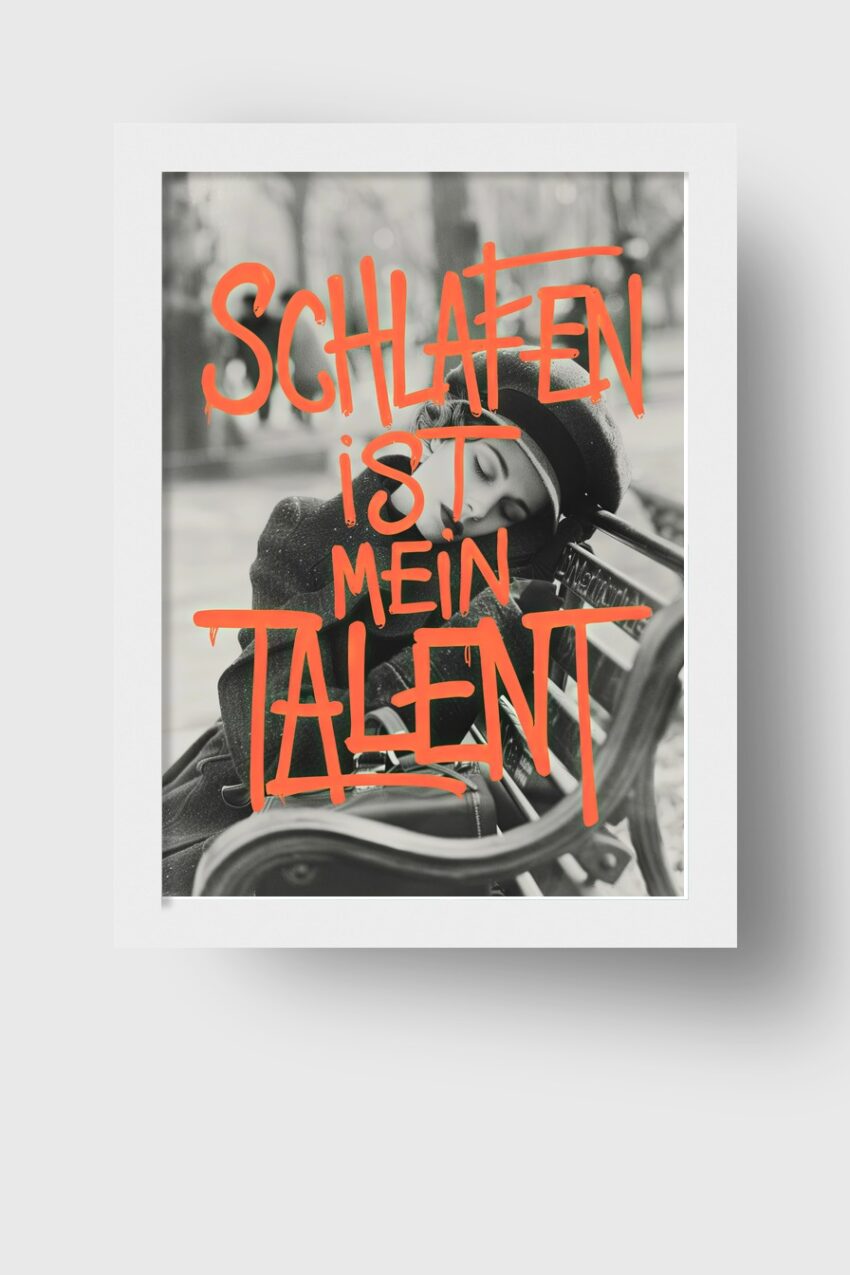 Fotografie Poster Frau schlafen schwarz-weiß draußen