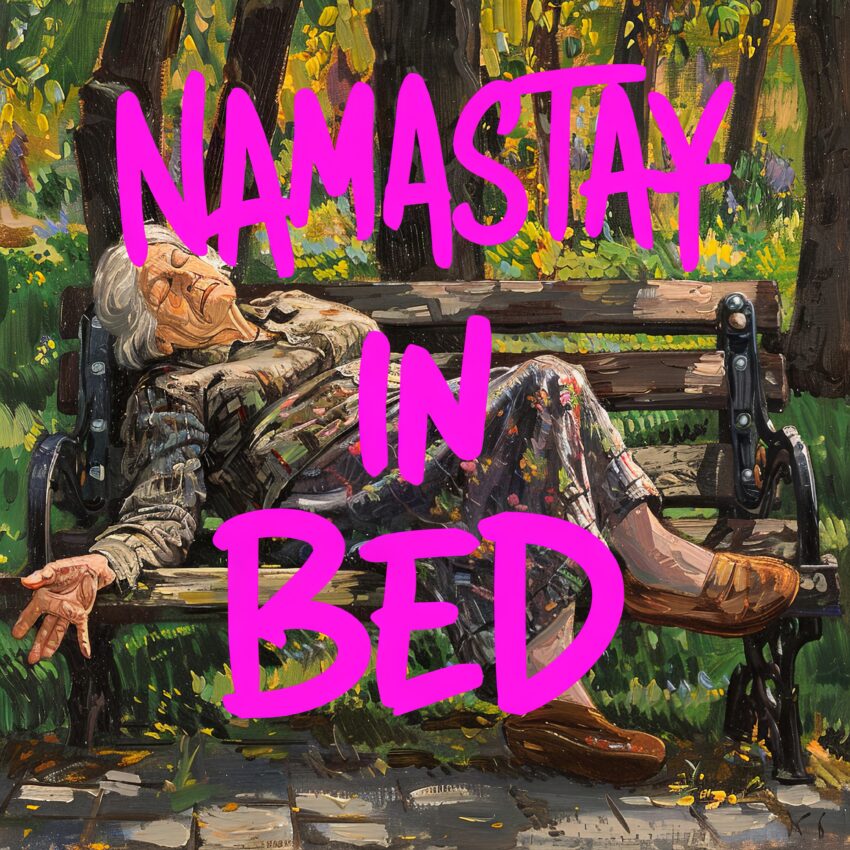 Malerei Poster Frau Schlafend Parkbank grün entspannt