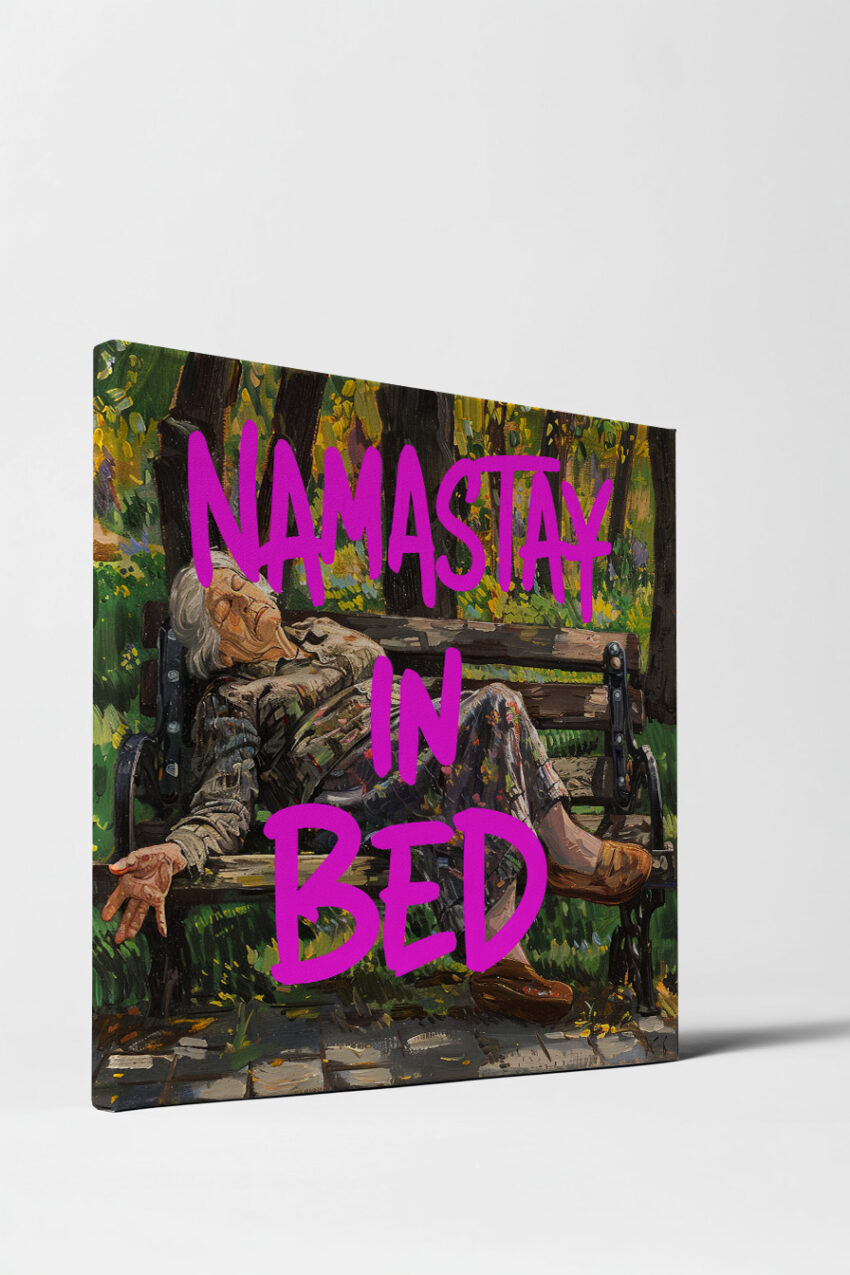 Malerei Poster Frau Schlafend Parkbank grün entspannt