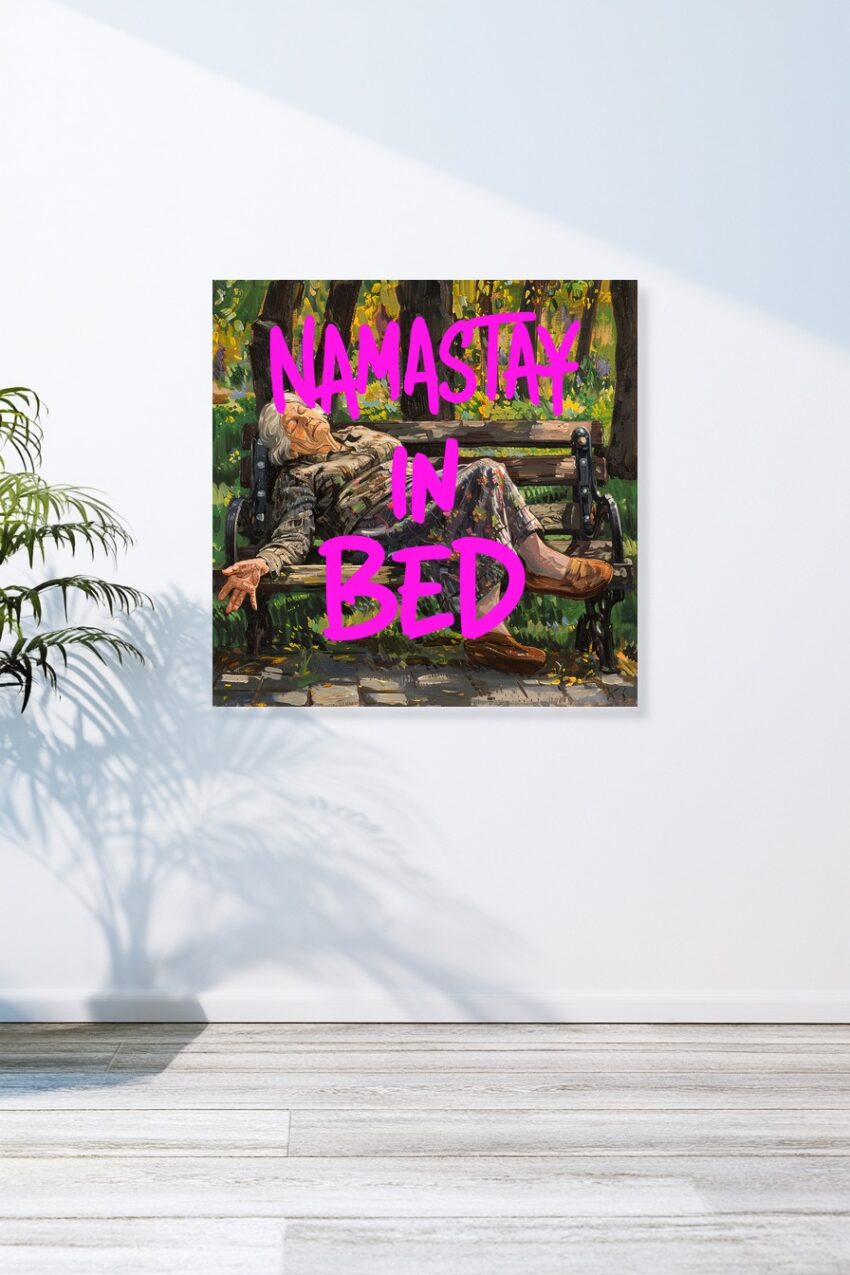 Malerei Poster Frau Schlafend Parkbank grün entspannt