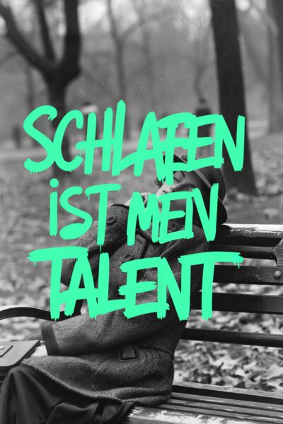 Schlafender Mann Parkbank Gerahmt