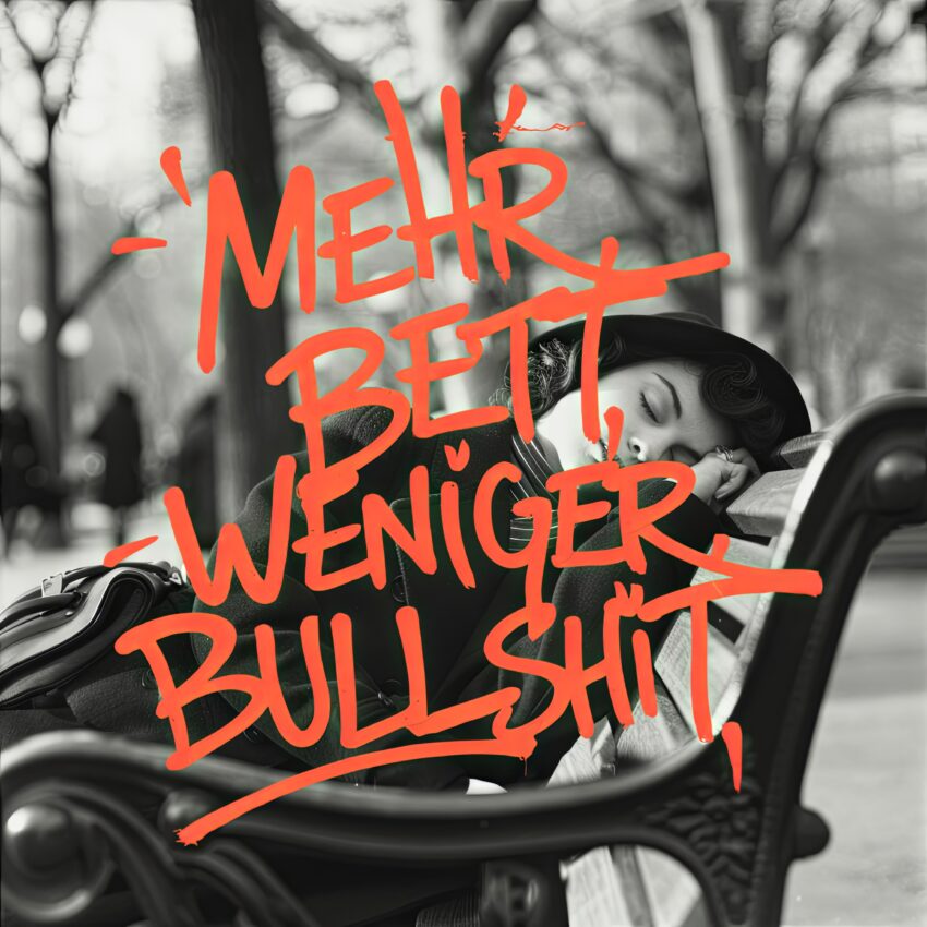 Fotografie Poster Frau Schlaf schwarz-weiß orange