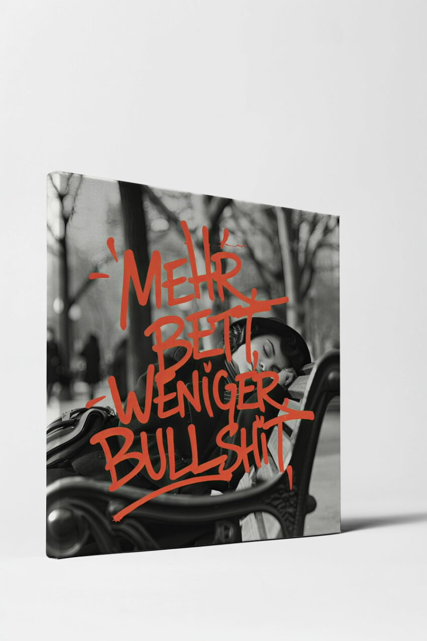 Fotografie Poster Frau Schlaf schwarz-weiß orange