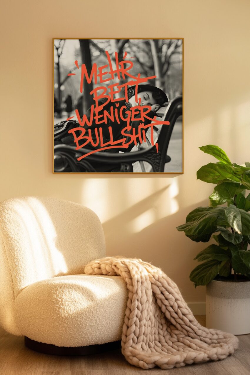 Fotografie Poster Frau Schlaf schwarz-weiß orange