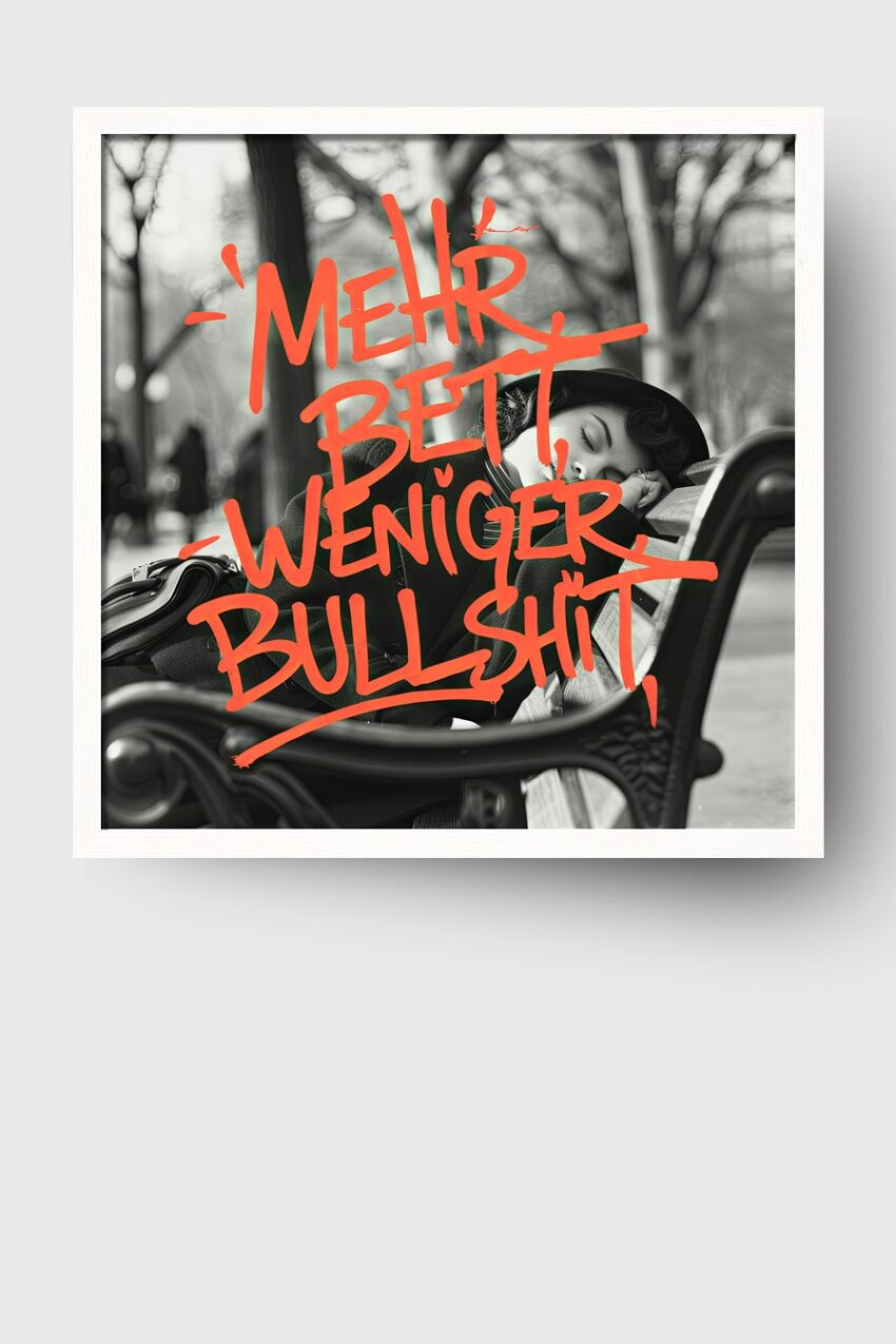 Fotografie Poster Frau Schlaf schwarz-weiß orange