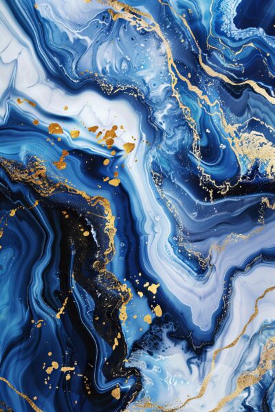 Blau Gold Marmor Leinwandbild