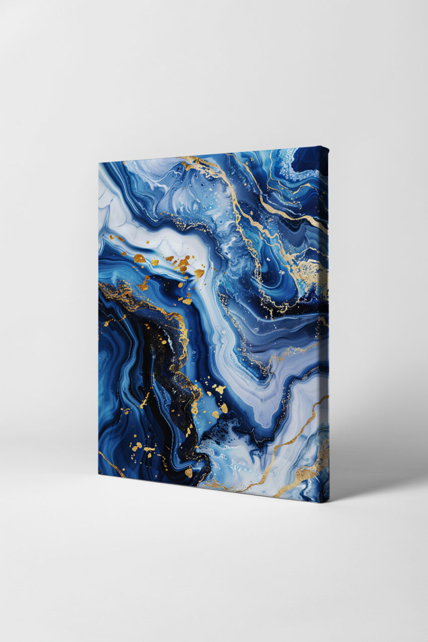 Digitale Kunst Poster blau gold Marmor fließend abstrakt