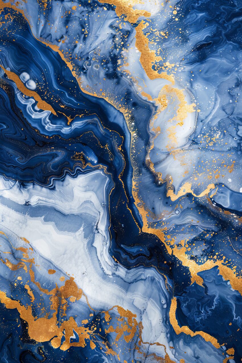 Grafikdesign Poster Marmor abstrakt blau gold