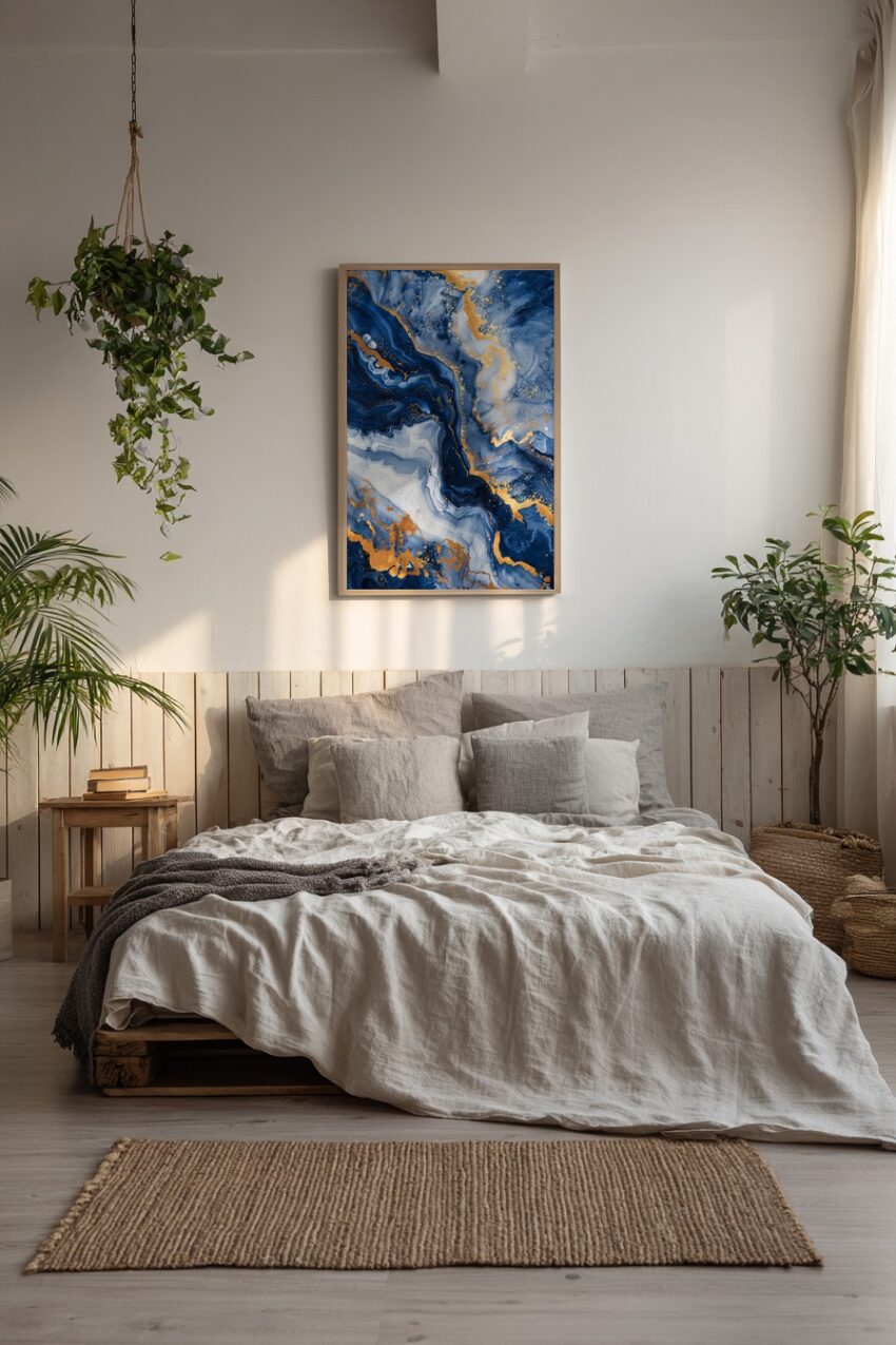 Grafikdesign Poster Marmor abstrakt blau gold