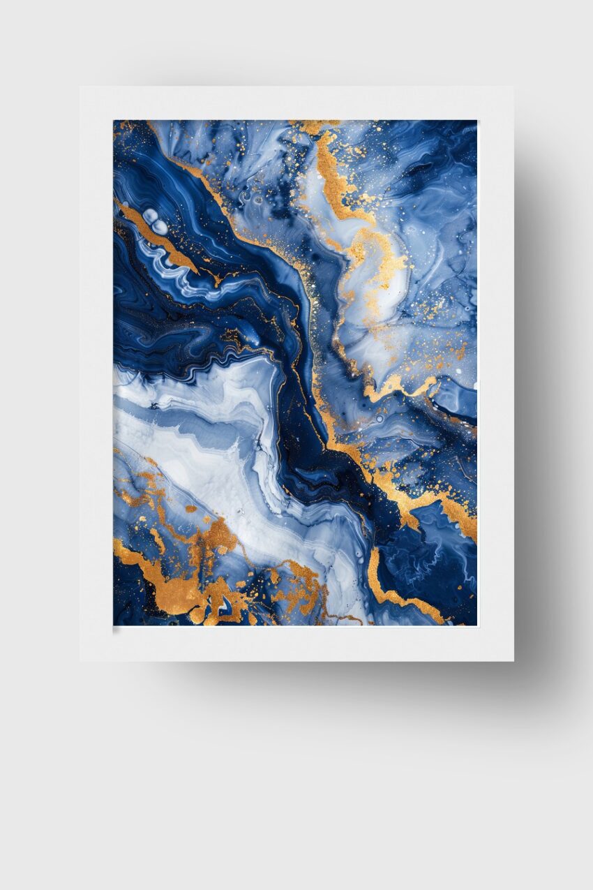 Grafikdesign Poster Marmor abstrakt blau gold