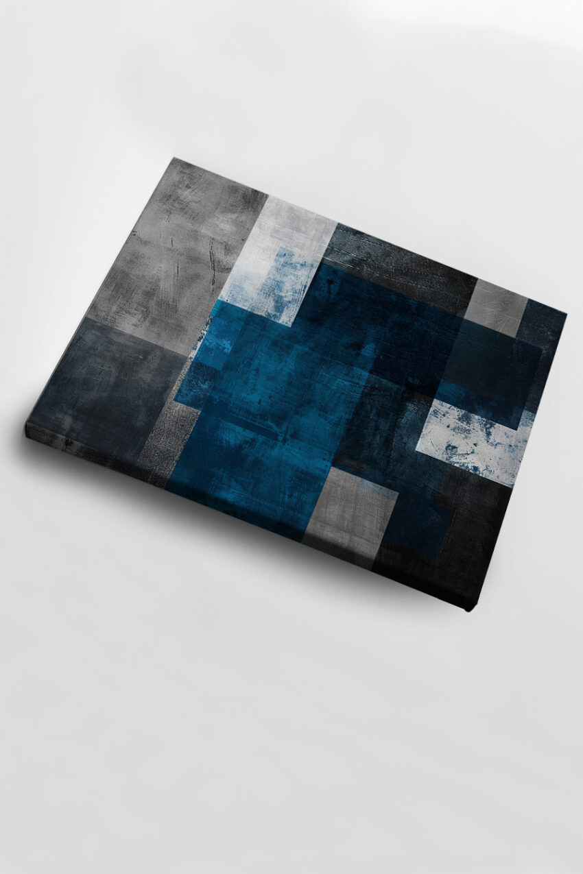 Grafikdesign Poster Rechtecke blau grau strukturiert