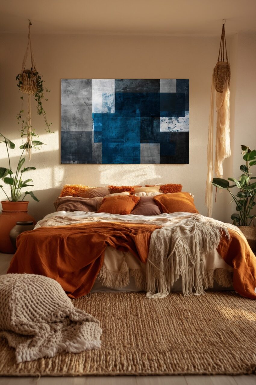 Grafikdesign Poster Rechtecke blau grau strukturiert