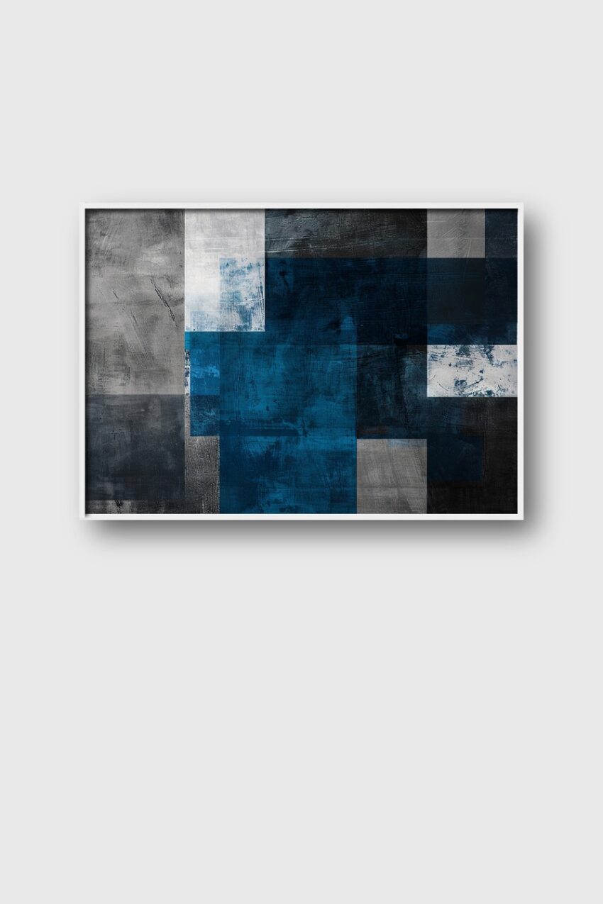 Grafikdesign Poster Rechtecke blau grau strukturiert