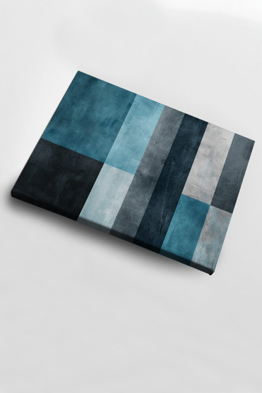 Digitale Kunst Poster Farbstreifen Struktur Blau Grau minimalistisch