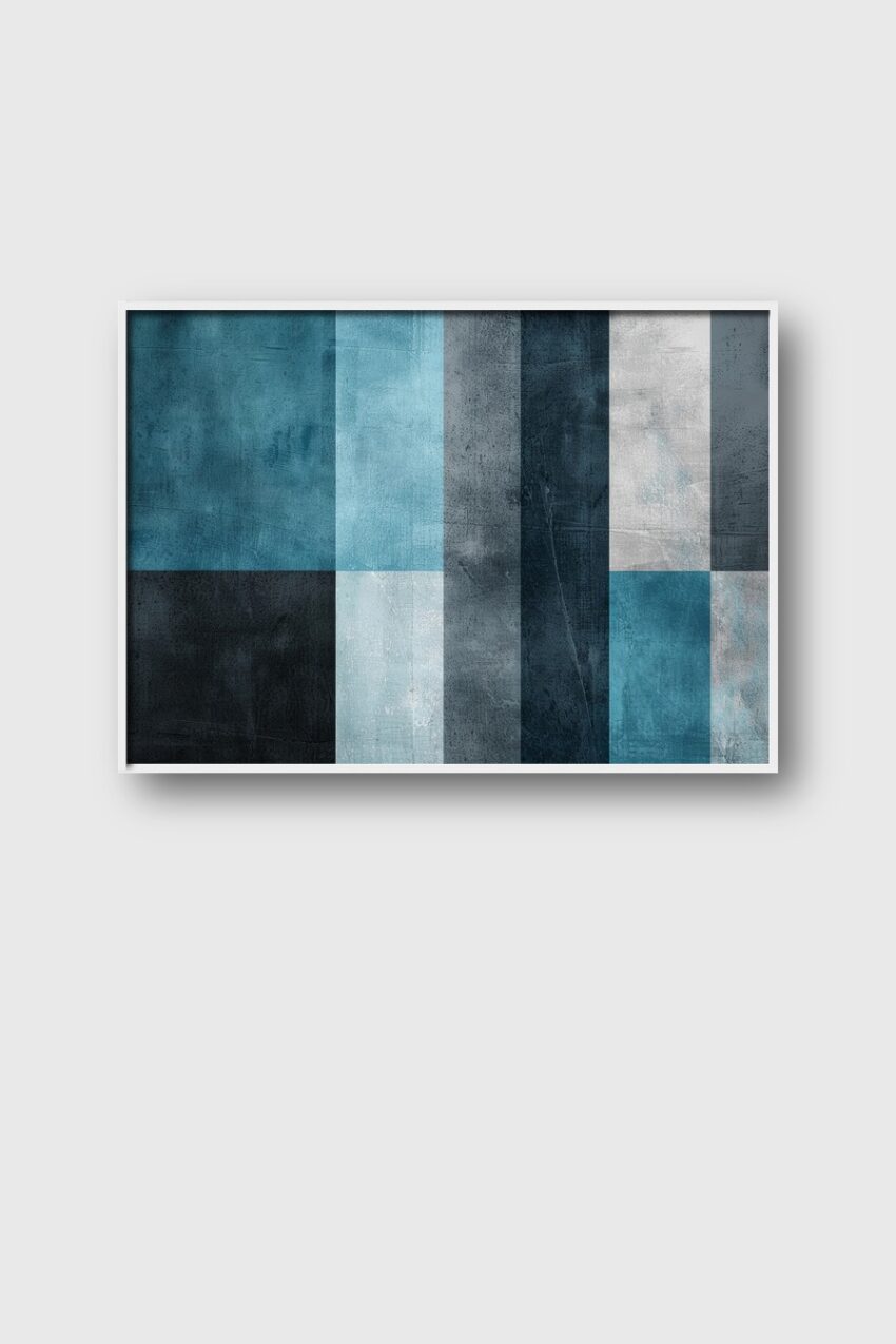 Digitale Kunst Poster Farbstreifen Struktur Blau Grau minimalistisch