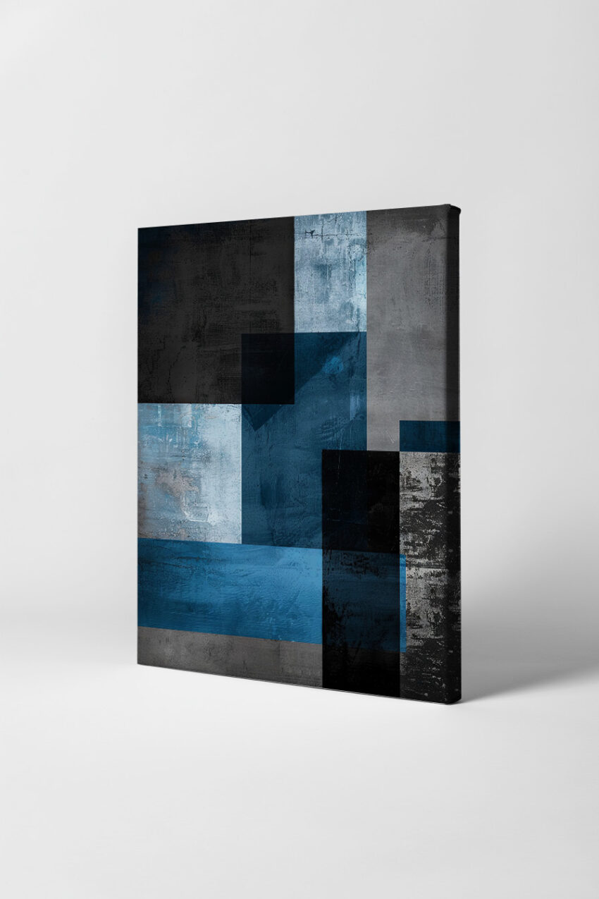 Digitale Kunst Poster Rechtecke blau grau schwarz strukturiert