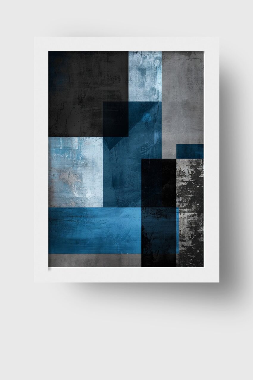 Digitale Kunst Poster Rechtecke blau grau schwarz strukturiert