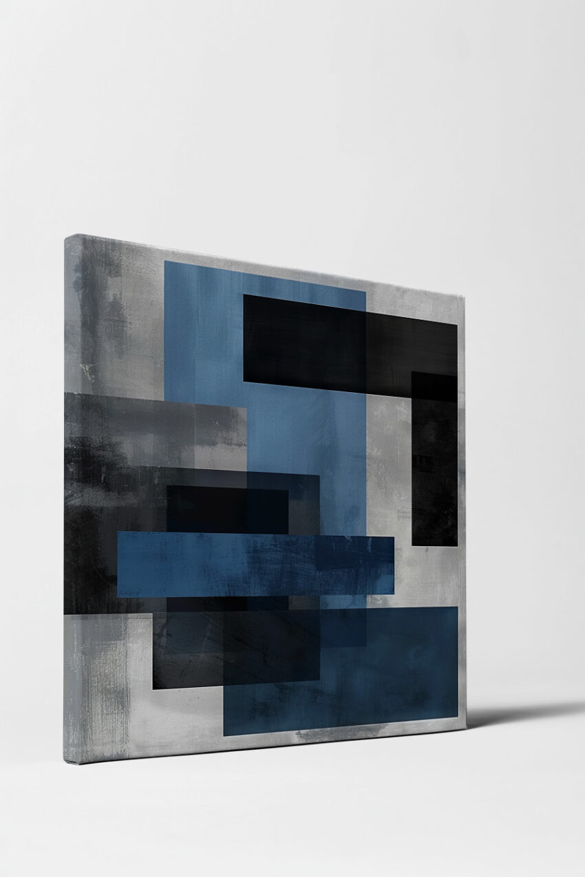 Digitale Kunst Poster Abstraktion Blau Schwarz geometrisch minimalistisch