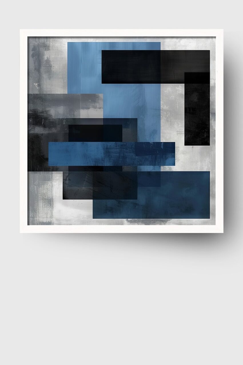 Digitale Kunst Poster Abstraktion Blau Schwarz geometrisch minimalistisch