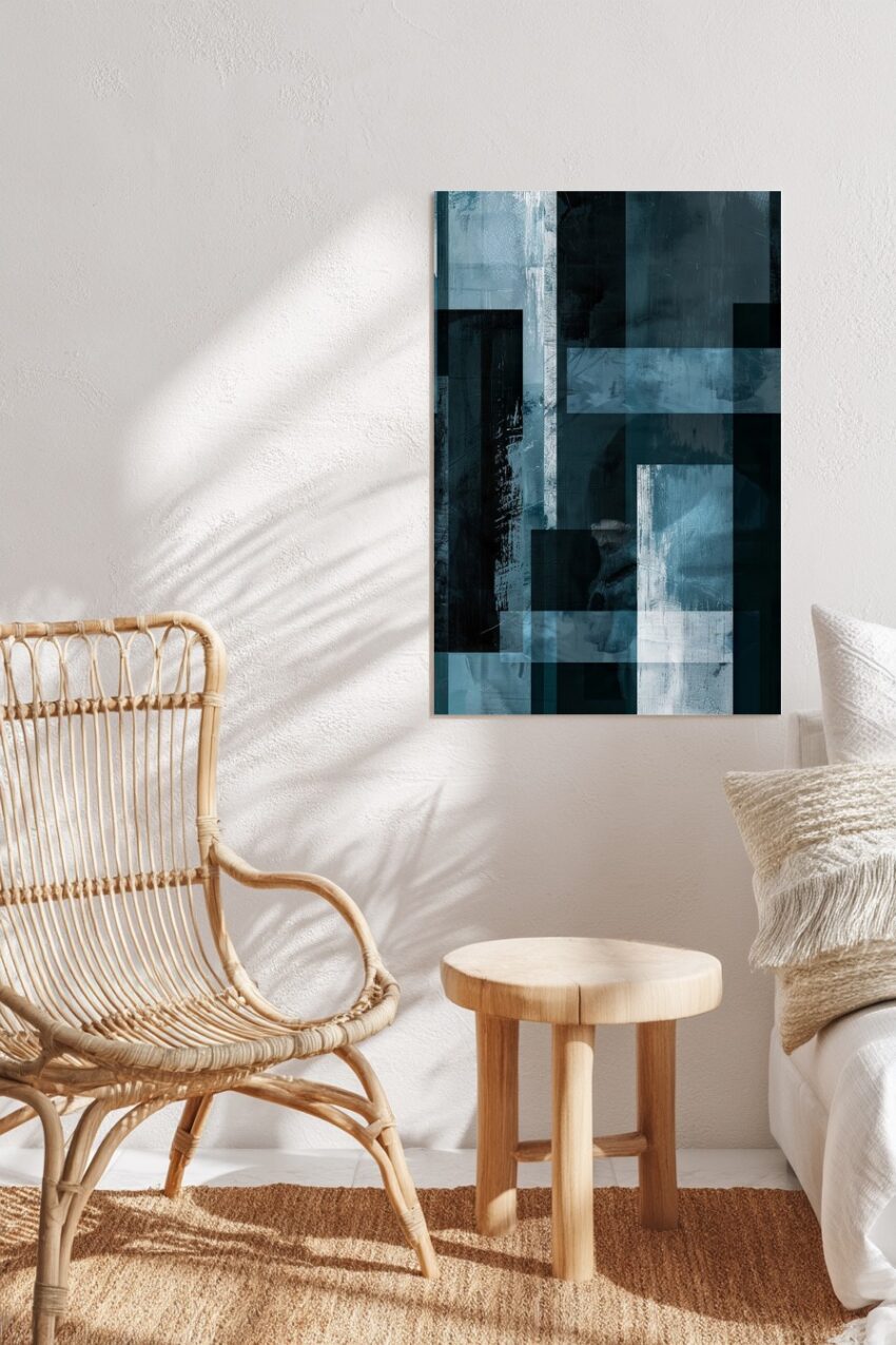 Digitale Kunst Poster Abstraktion blau kühl geometrisch