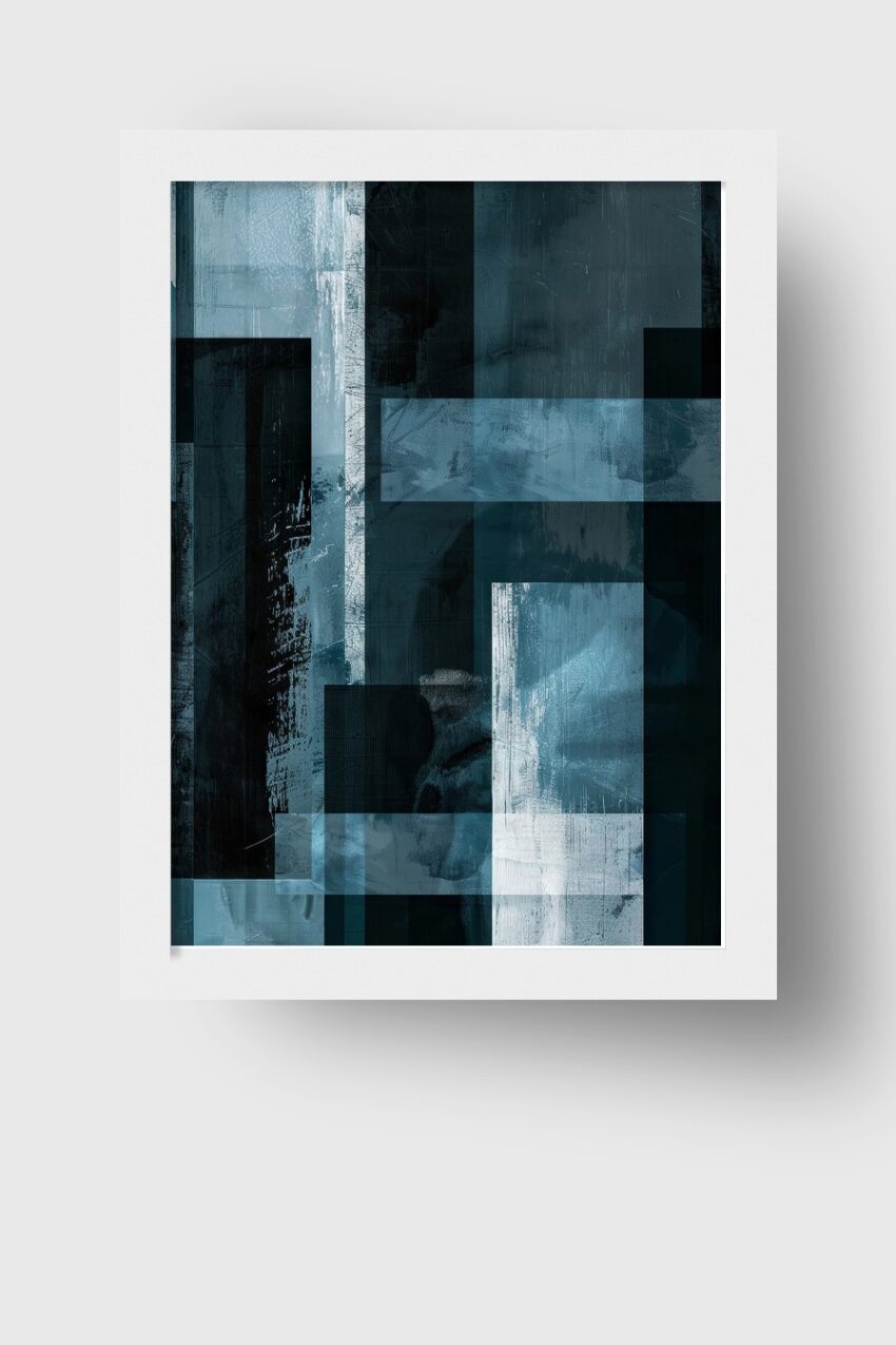 Digitale Kunst Poster Abstraktion blau kühl geometrisch