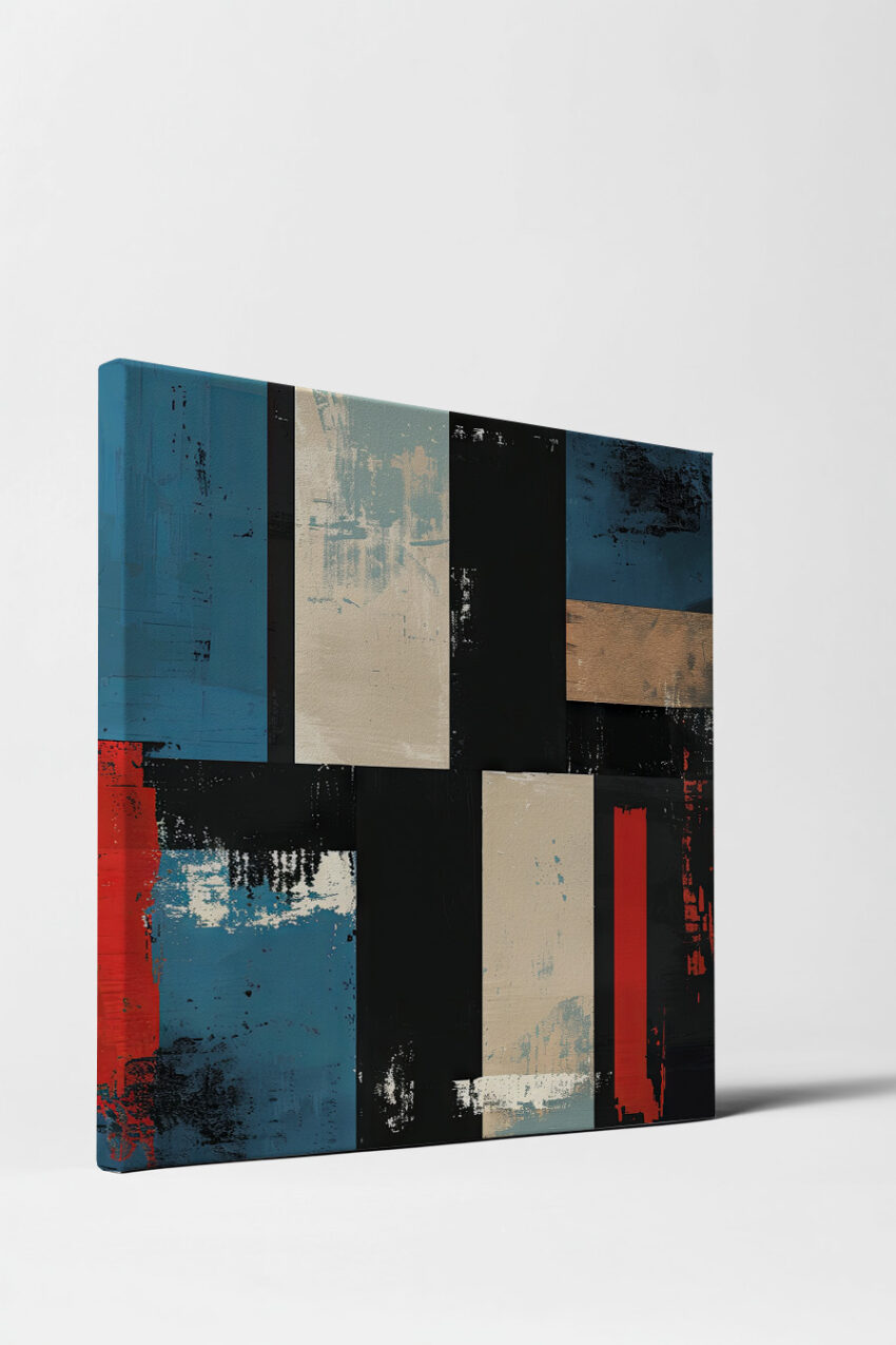 Abstrakt Poster Farbflächen strukturiert Beige Schwarz Blau Rot