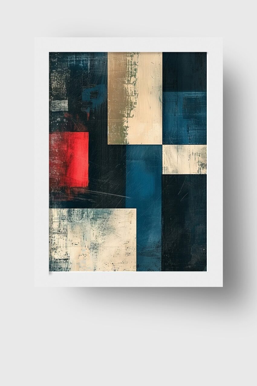 Grafikdesign Poster Farbflächen strukturiert blau rot beige