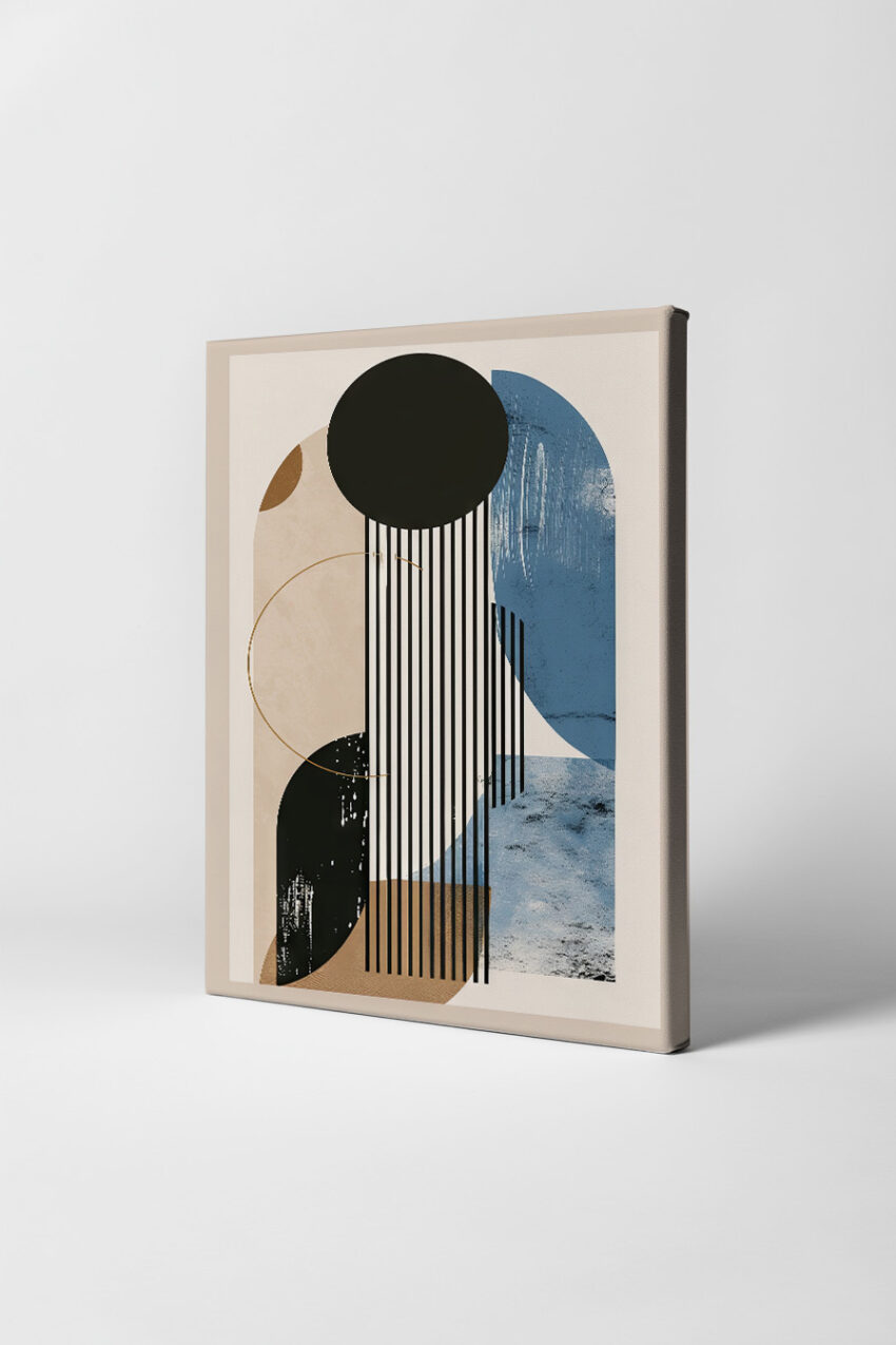 Grafikdesign Poster Formen abstrakt schwarz blau beige