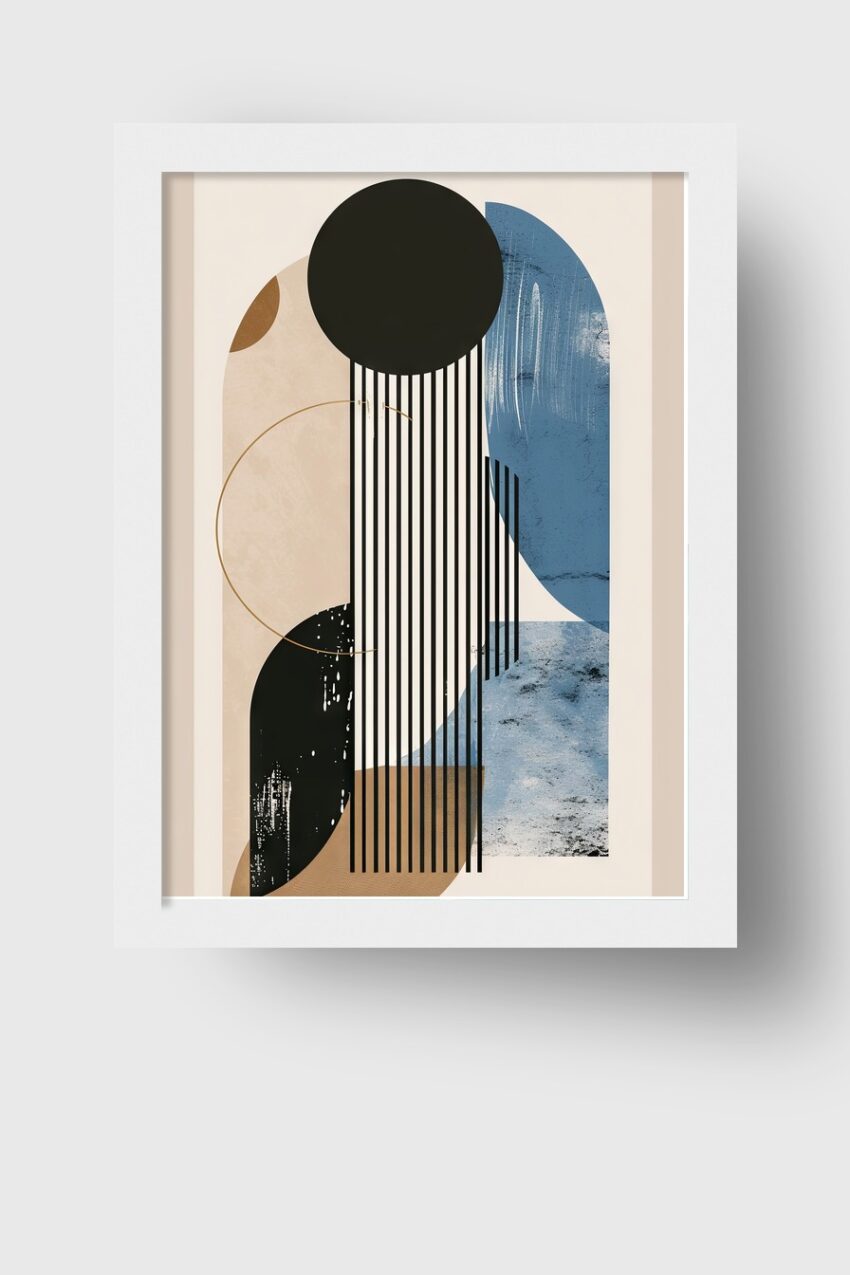 Grafikdesign Poster Formen abstrakt schwarz blau beige